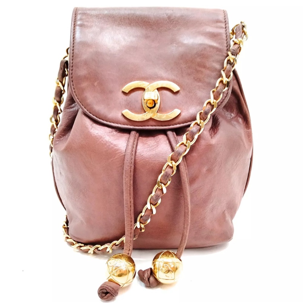 Rare Chanel crossbody chain brown leather bag